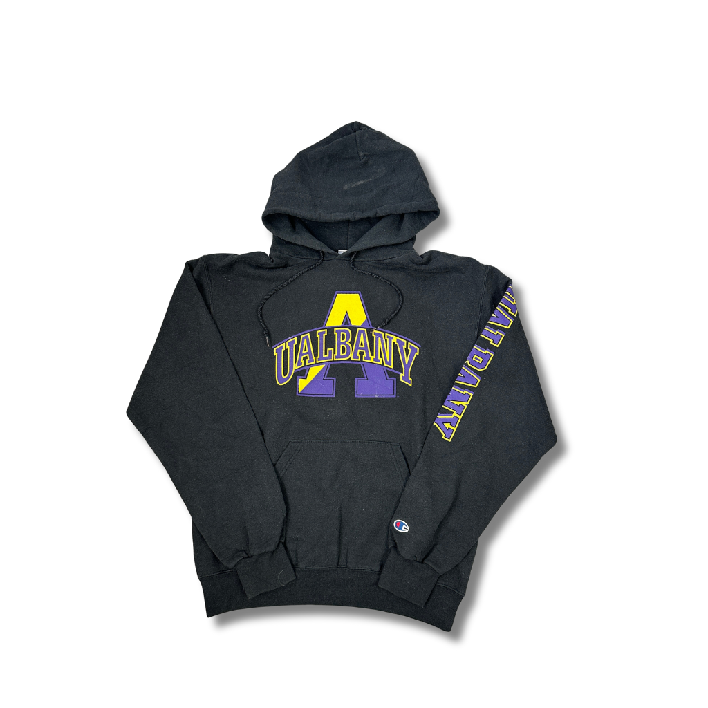Vintage Ualbany Champion College Hoodie Schwarz (M)