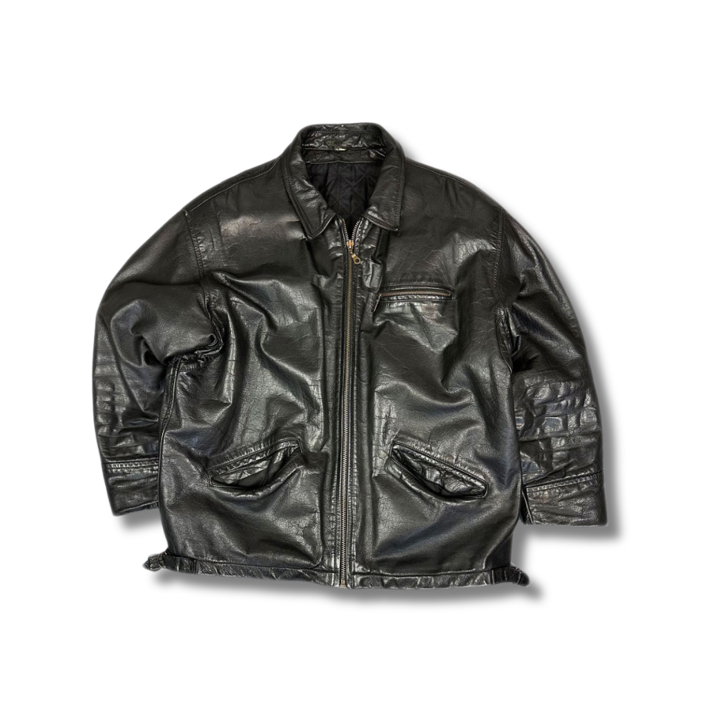 Vintage Echt Lederjacke Schwarz (XL)