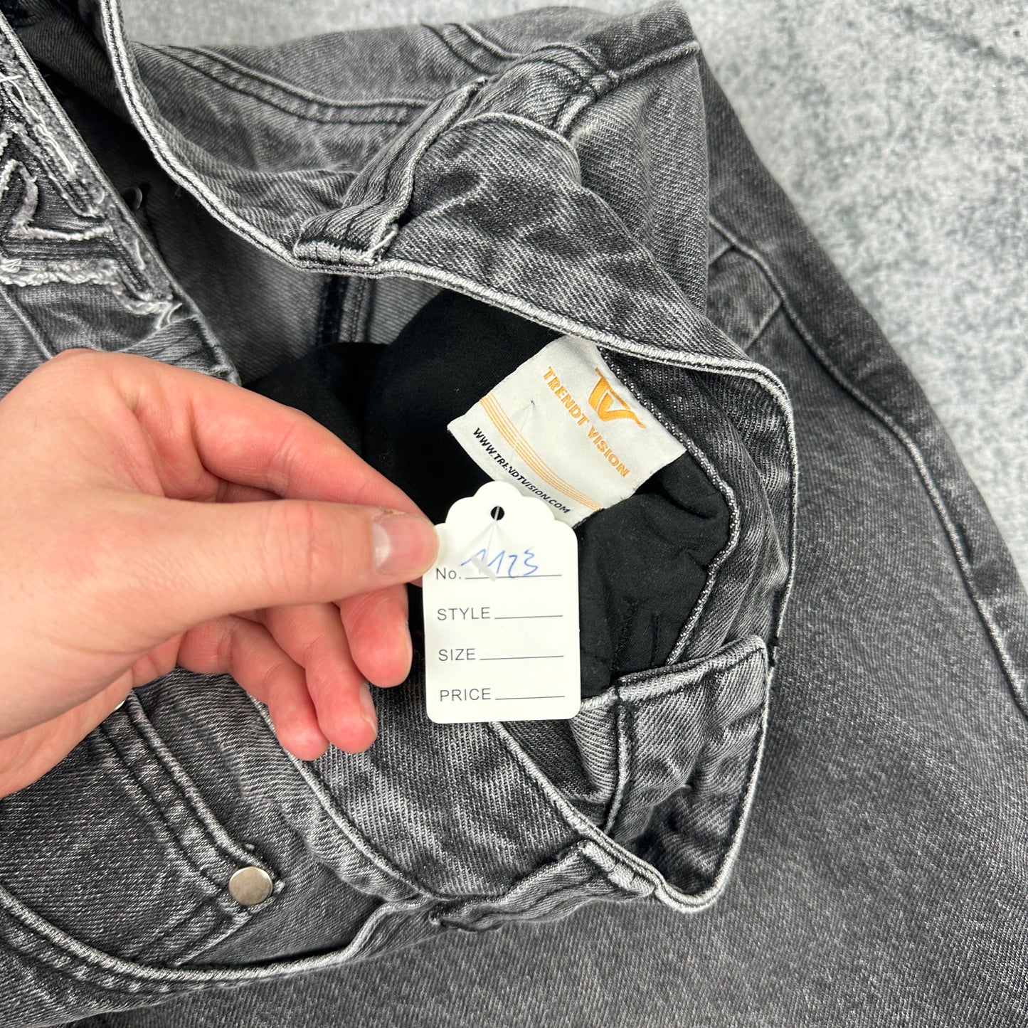 Trendt Vision Ash Black Patched Denim Jeans Grau (XS)