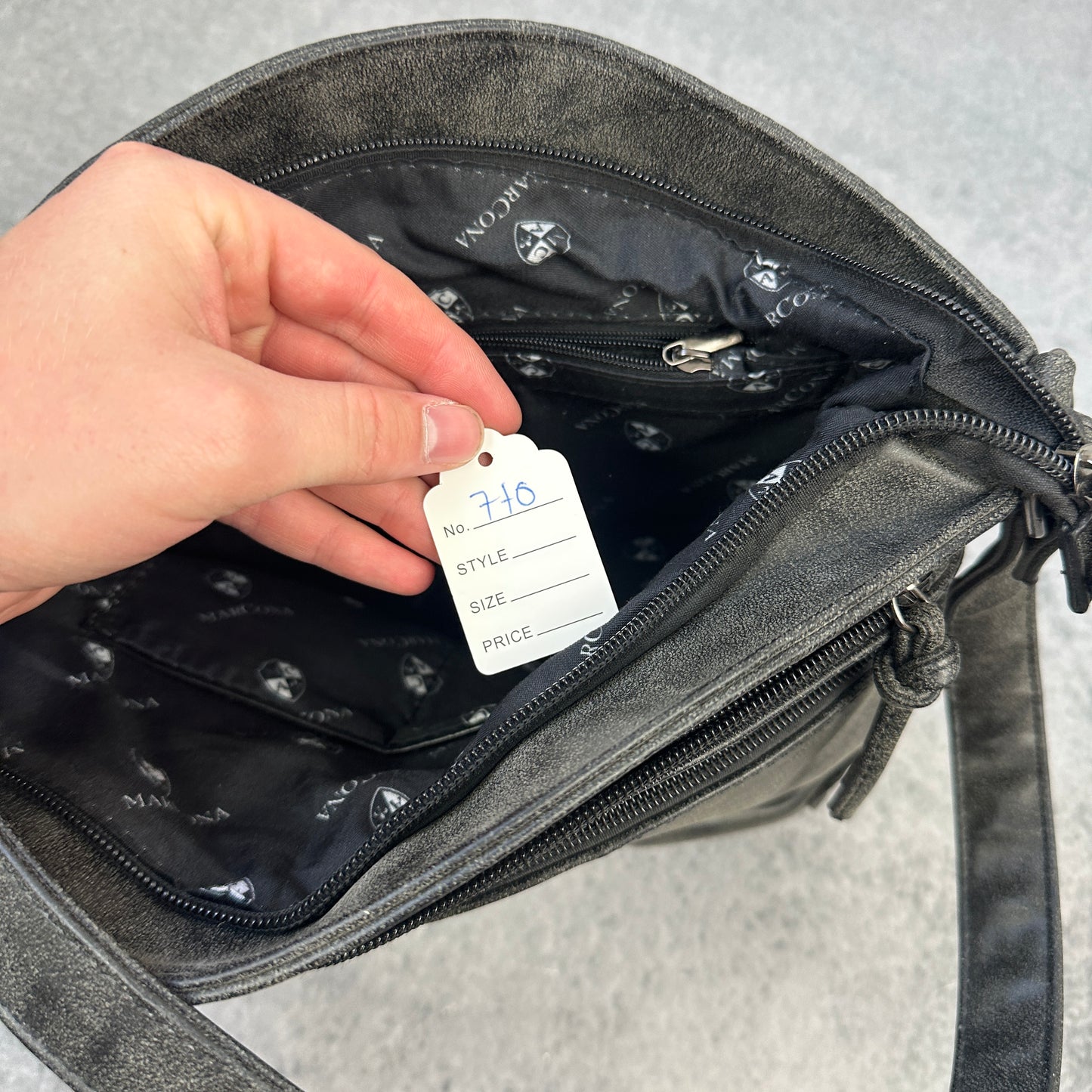 Graue Vintage Handtasche