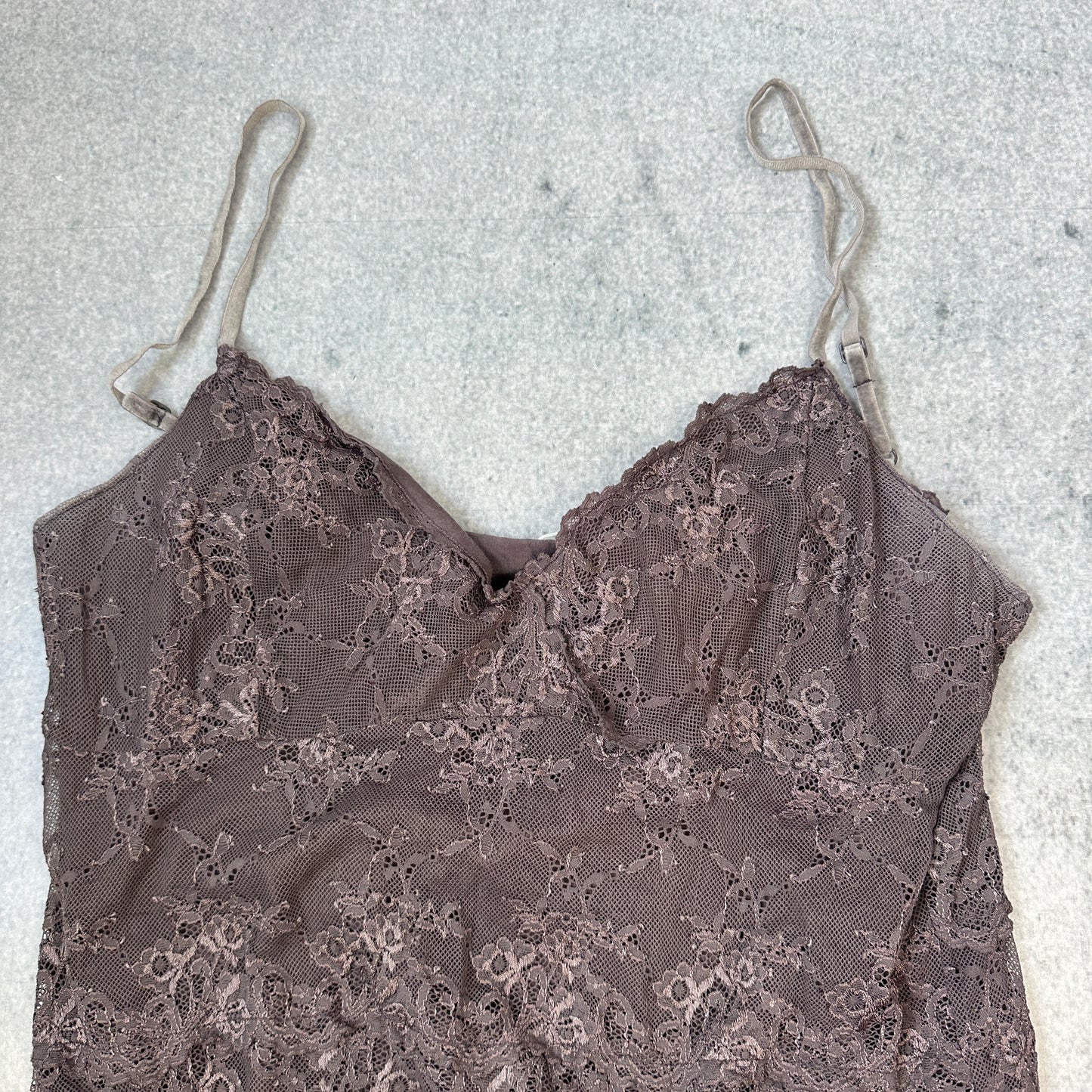 Damen Spitzen-Top mit verstellbaren Trägern Braun (M)