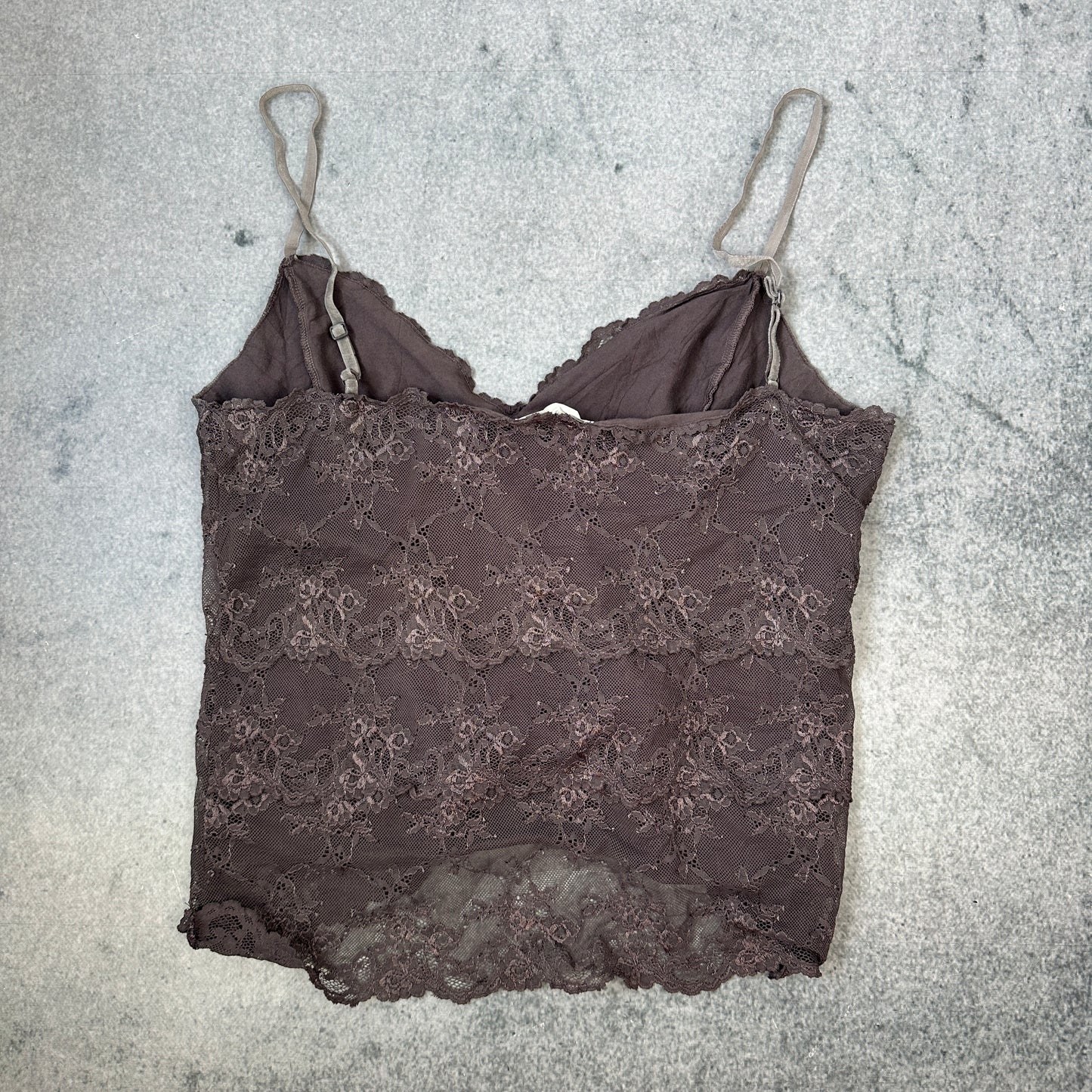 Damen Spitzen-Top mit verstellbaren Trägern Braun (M)