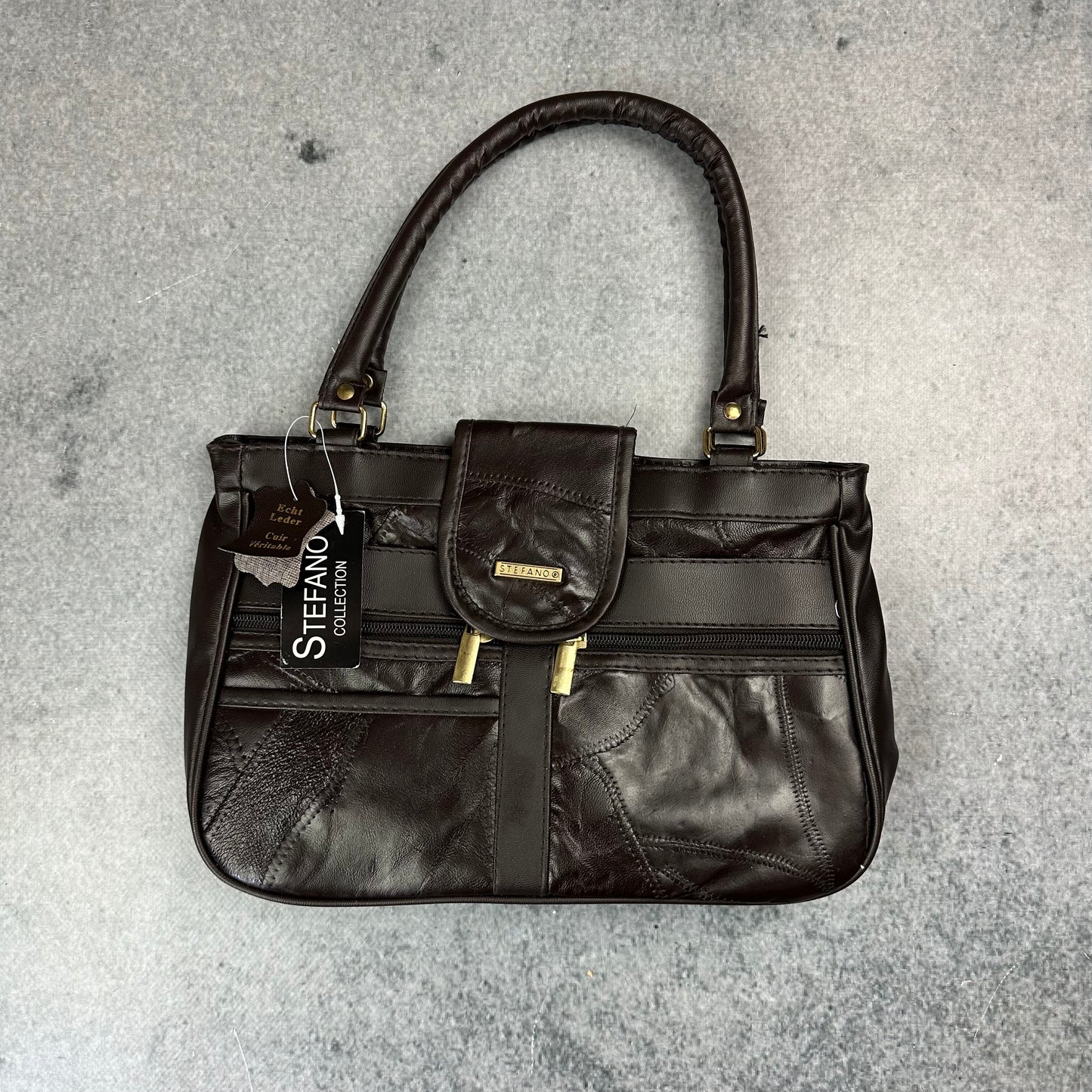 Stefano Echtleder Handtasche Braun (neu & unbenutzt) - Y2K Damenhandtasche