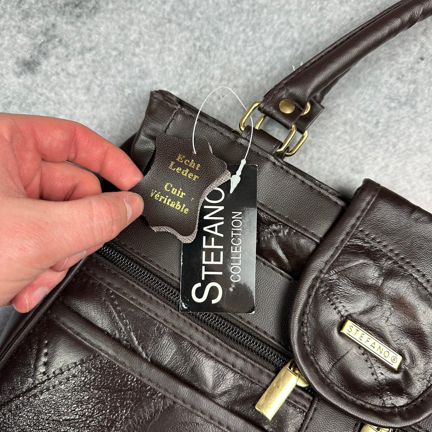 Stefano Echtleder Handtasche Braun (neu & unbenutzt) - Y2K Damenhandtasche