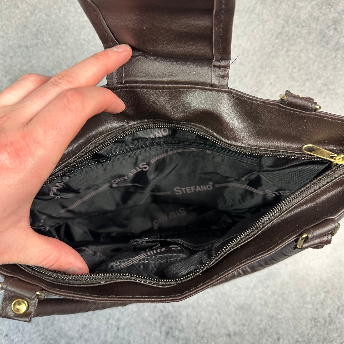 Stefano Echtleder Handtasche Braun (neu & unbenutzt) - Y2K Damenhandtasche