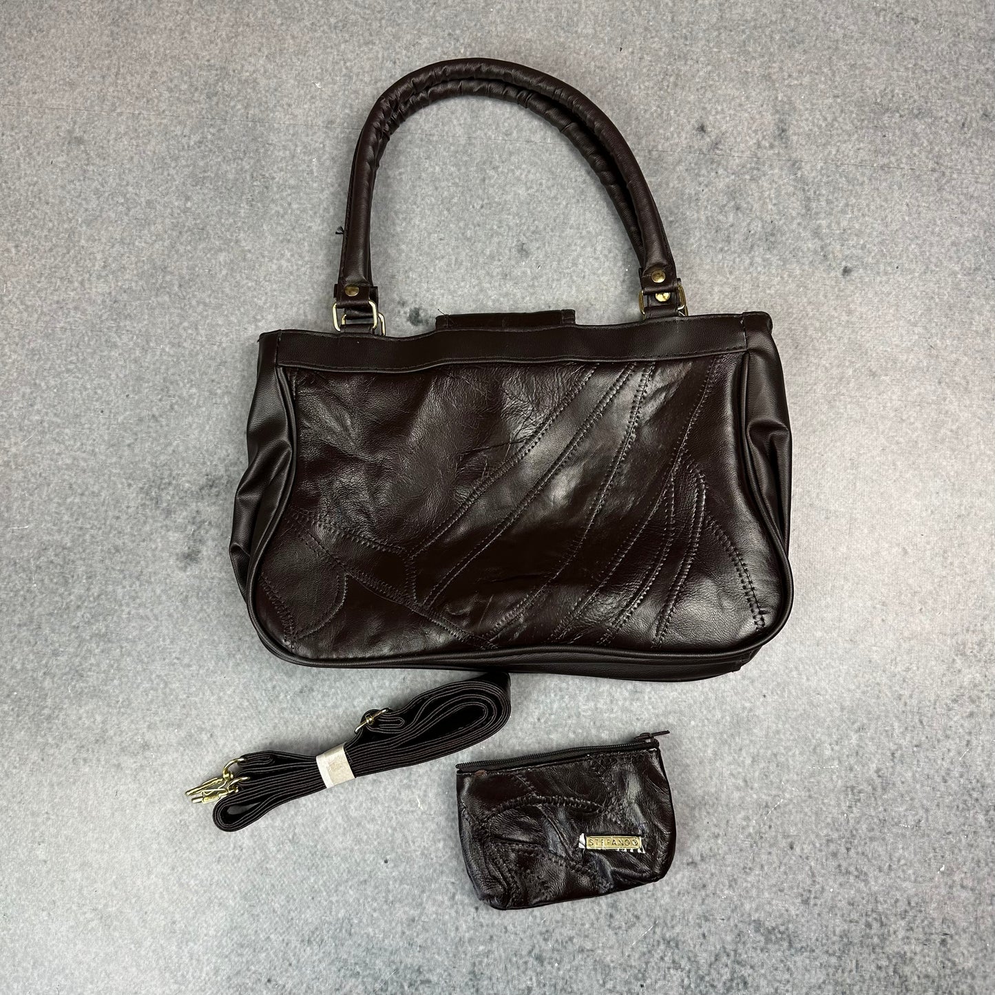 Stefano Echtleder Handtasche Braun (neu & unbenutzt) - Y2K Damenhandtasche