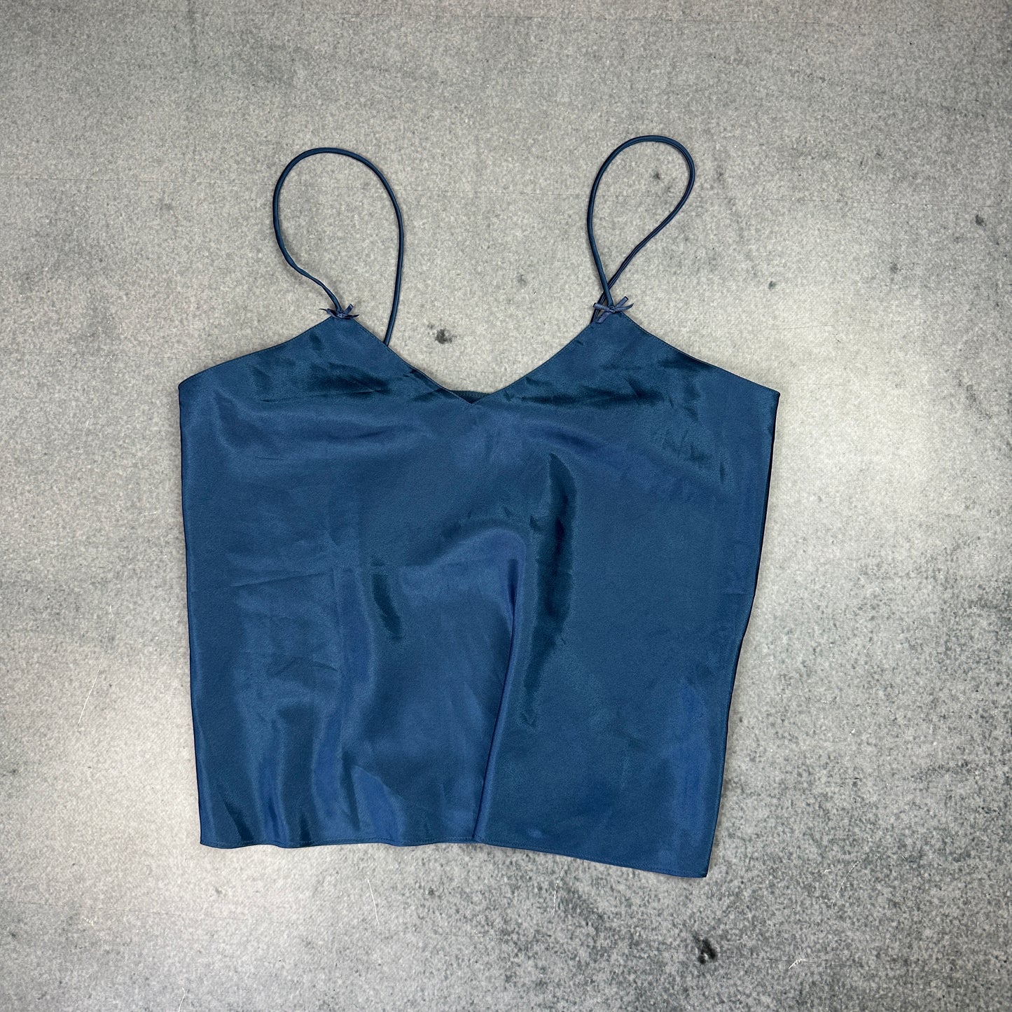 Satin Cami Top Dunkelblau – Y2K Spaghettiträger Top (38/40)