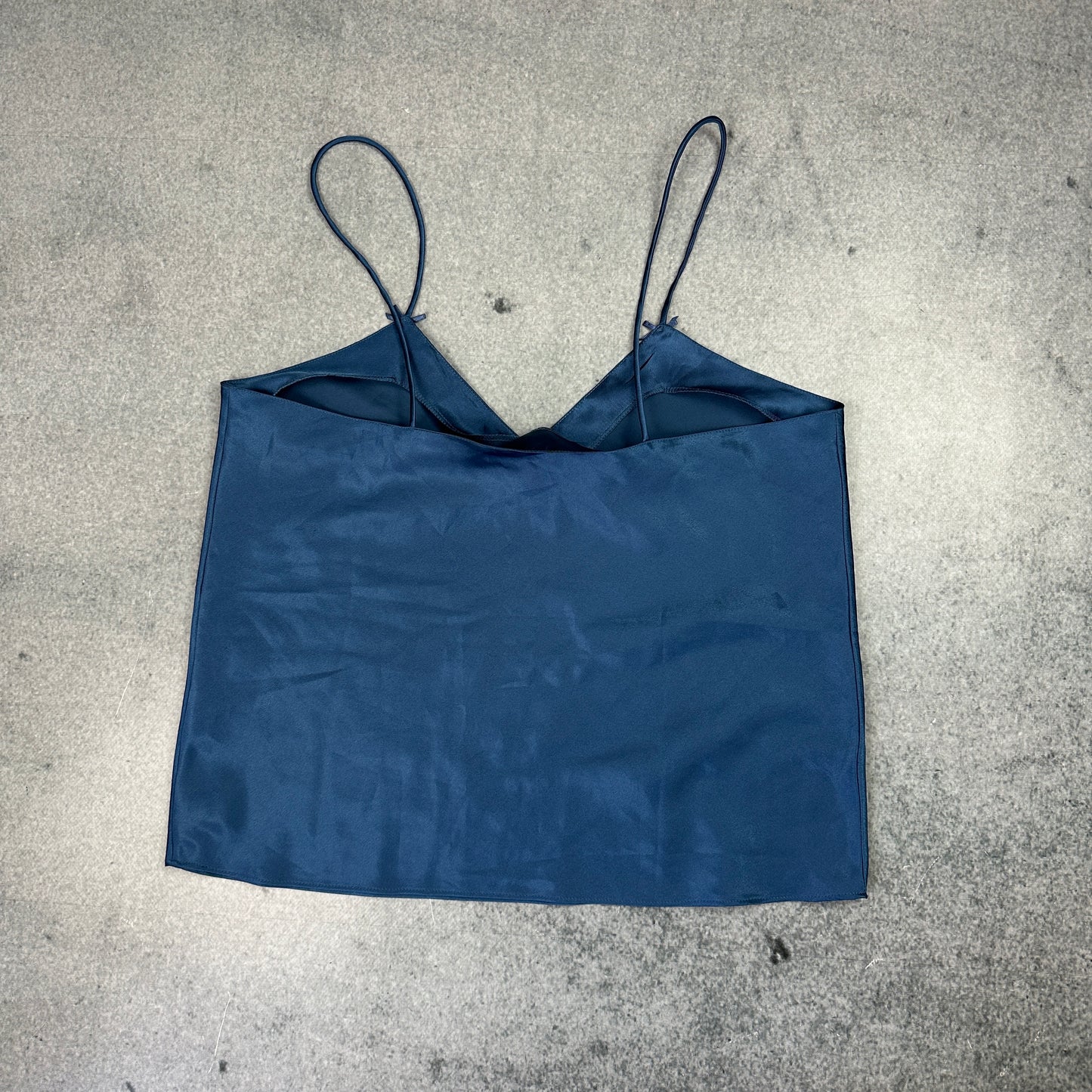 Satin Cami Top Dunkelblau – Y2K Spaghettiträger Top (38/40)