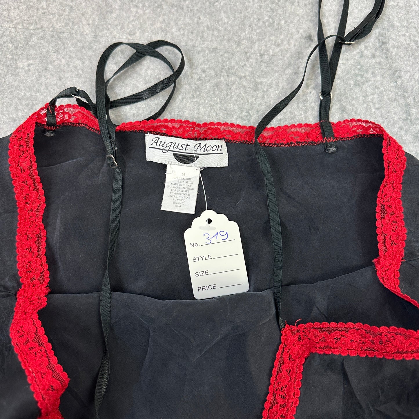 Y2K Slip Dress Schwarz-Rot – August Moon (M)