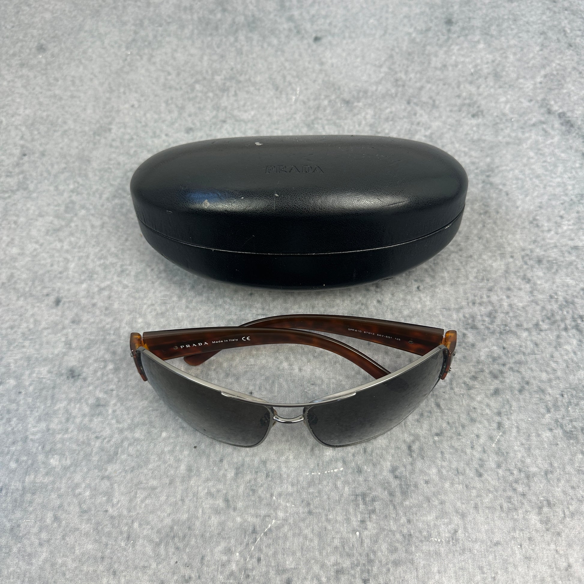 Vintage Prada 2005 Pilot Wrap Sonnebrille Braun