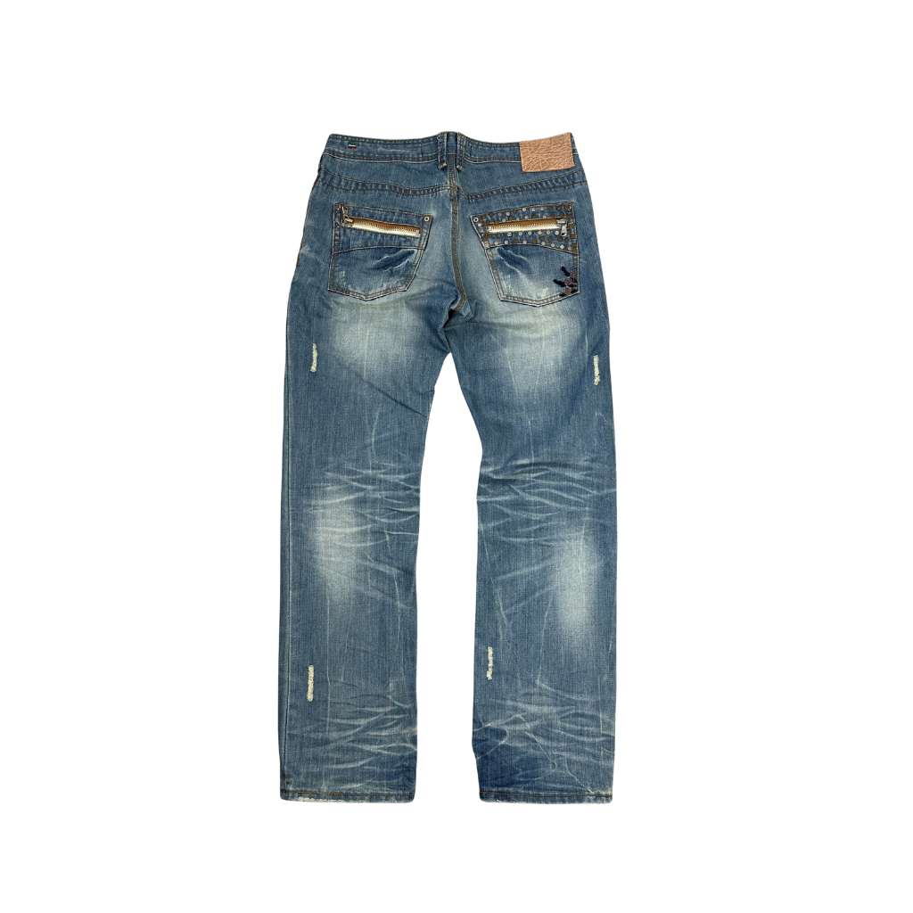 Justing Y2K Distressed Jeans Washed Blue (34)