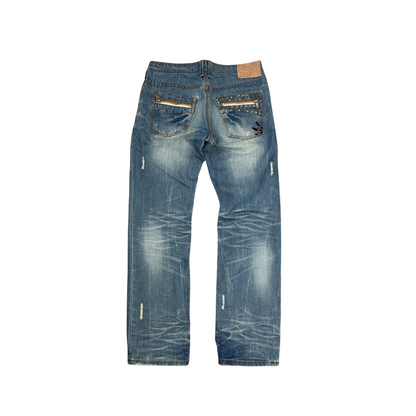 Justing Y2K Distressed Jeans Washed Blue (34)