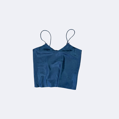 Satin Cami Top Dunkelblau – Y2K Spaghettiträger Top (38/40)
