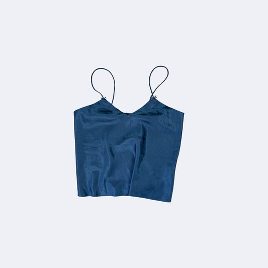 Satin Cami Top Dunkelblau – Y2K Spaghettiträger Top (38/40)