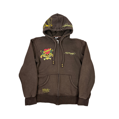Y2K Ed Hardy Skull Heart Zipper Braun (L-XL)