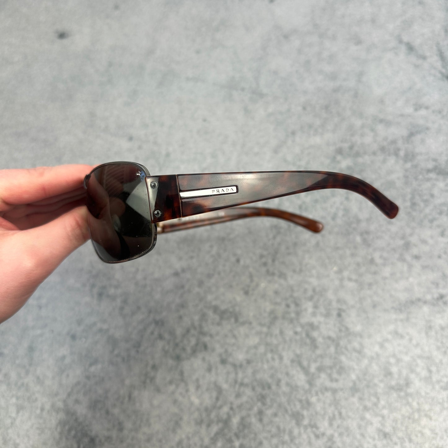 Vintage Prada 2005 Pilot Wrap Sonnebrille Braun