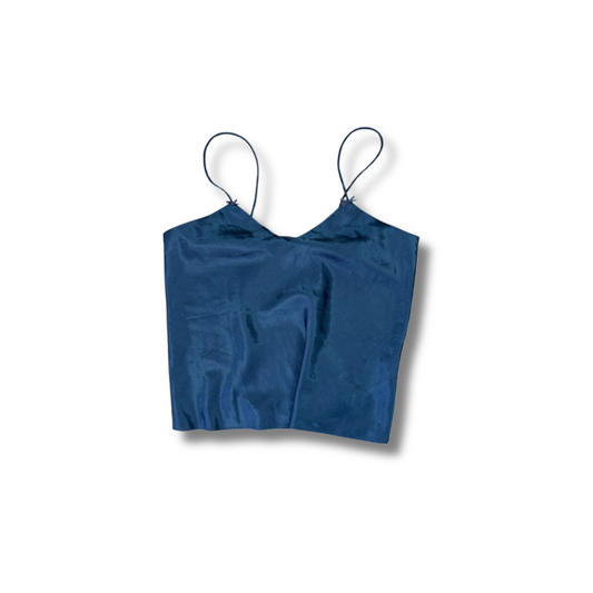 Satin Cami Top Dunkelblau – Y2K Spaghettiträger Top (38/40)