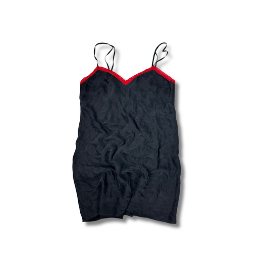 Y2K Slip Dress Schwarz-Rot – August Moon (M)