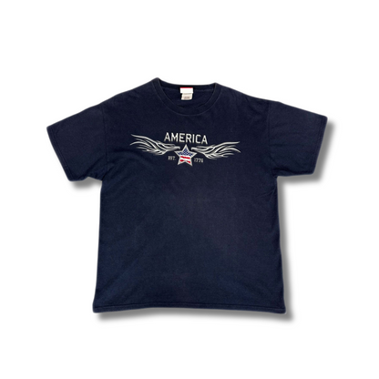 Y2K America T-Shirt Dunkelblau (L)