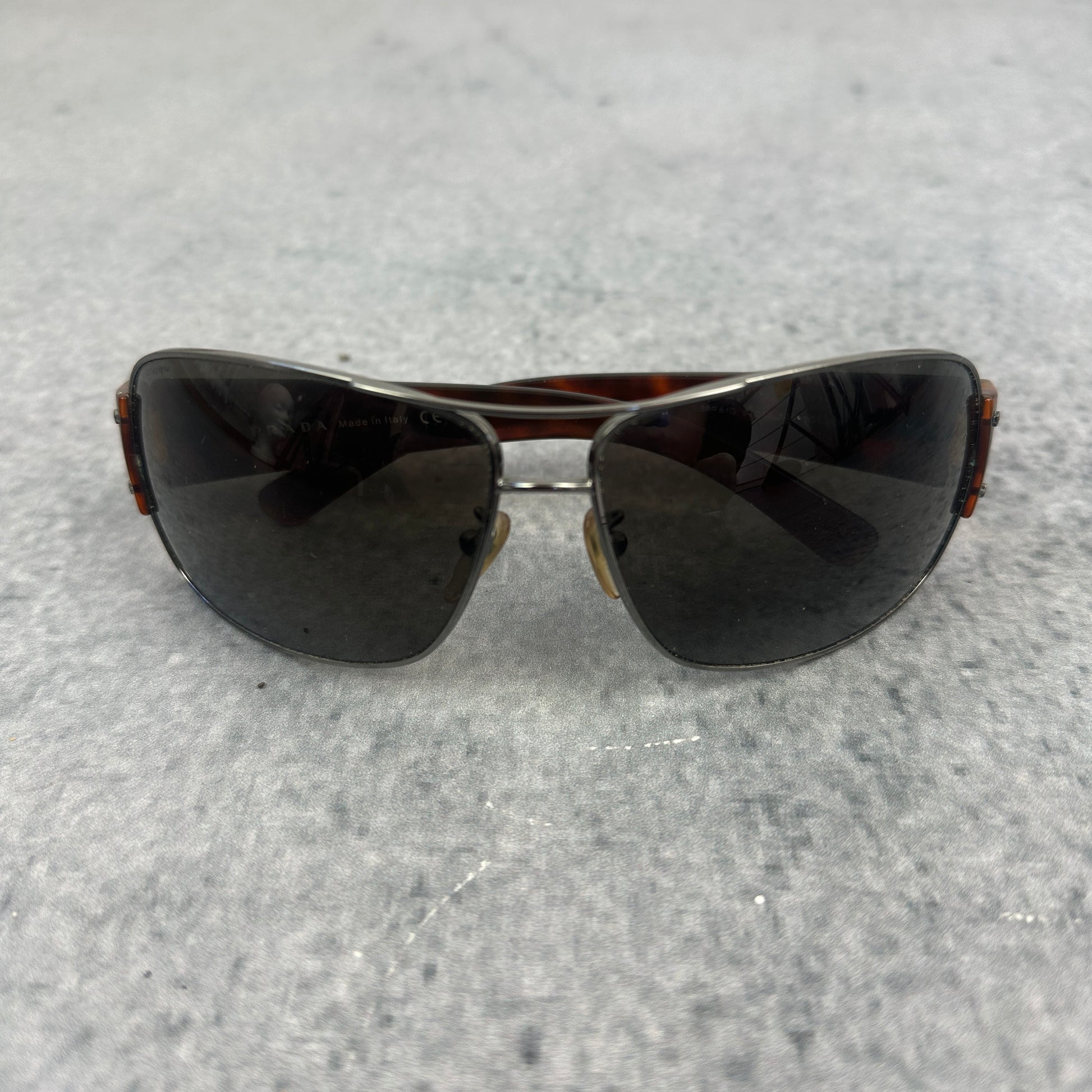Vintage Prada 2005 Pilot Wrap Sonnebrille Braun