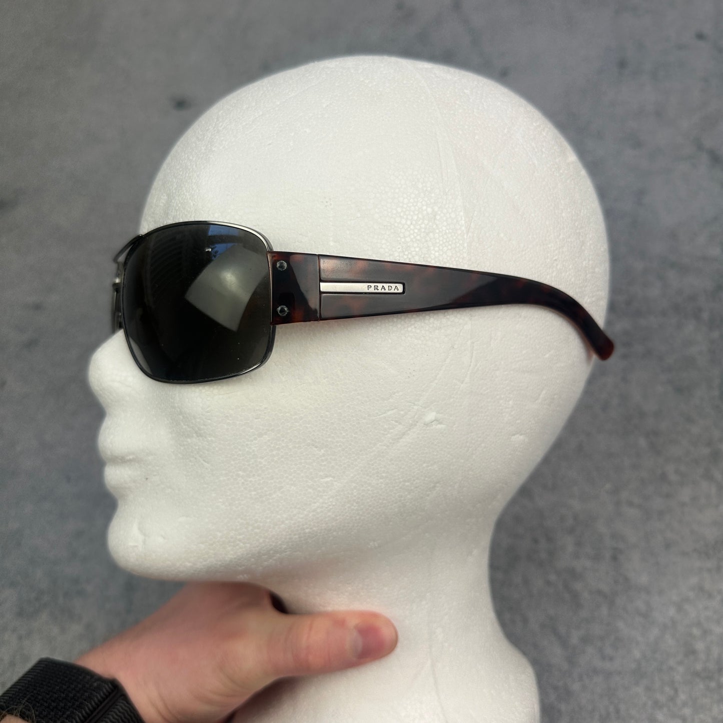 Vintage Prada 2005 Pilot Wrap Sonnebrille Braun