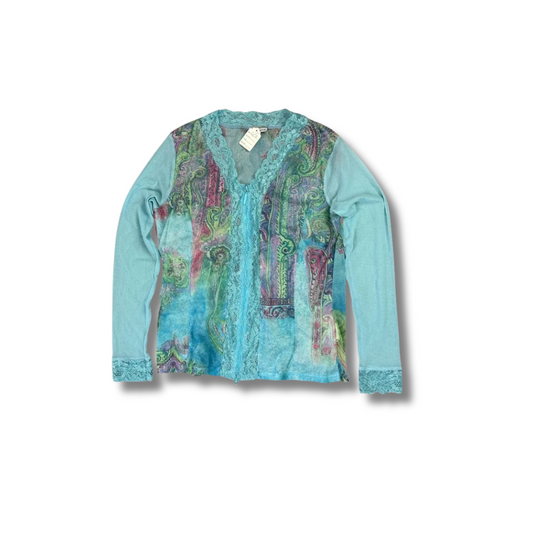 Heine Fairycore Mesh Cardigan – Y2K Spitze & Print (40)