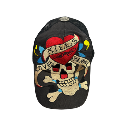 Y2K Ed Hardy Cap Braun