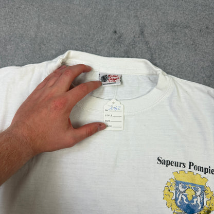 Vintage Sapeurs Pompiers T-Shirt Weiß (L-XL)