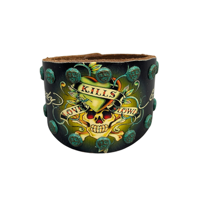 Ed Hardy Love Kills Slowly Leather Cuff Bracelet