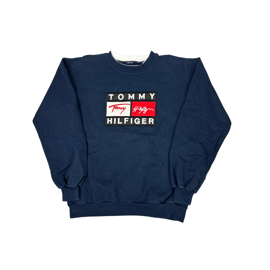 90s Tommy Hilfiger Bootleg Sweater Blau (S)
