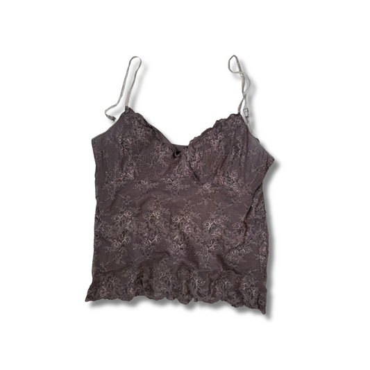 Damen Spitzen-Top mit verstellbaren Trägern Braun (M)