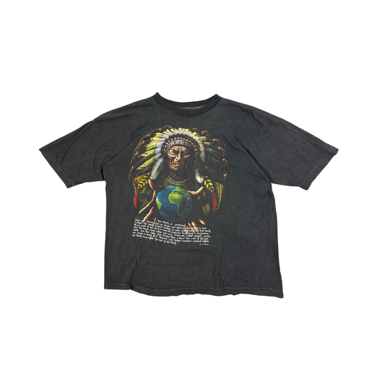 Vintage 90er Zipit London Love Earth T-Shirt Schwarz (XL)