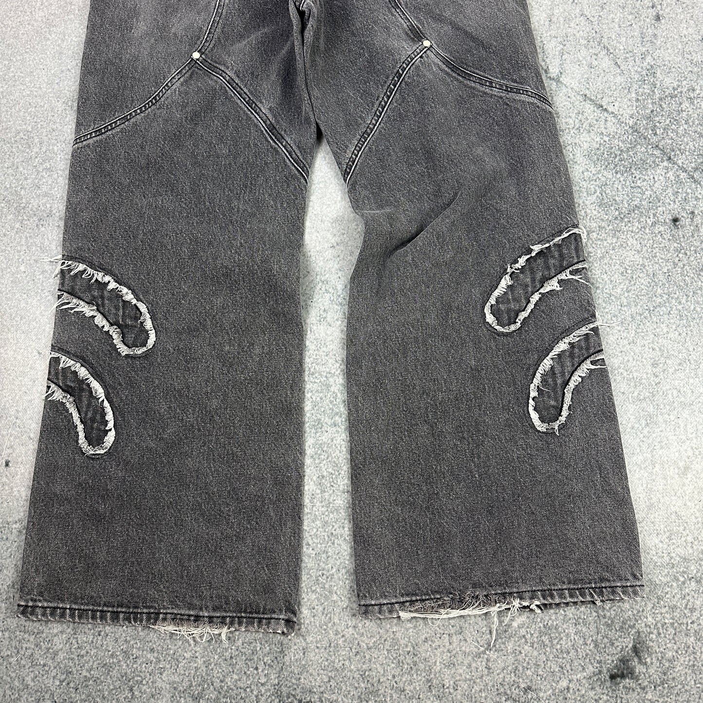 Trendt Vision Ash Black Patched Denim Jeans Grau (XS)