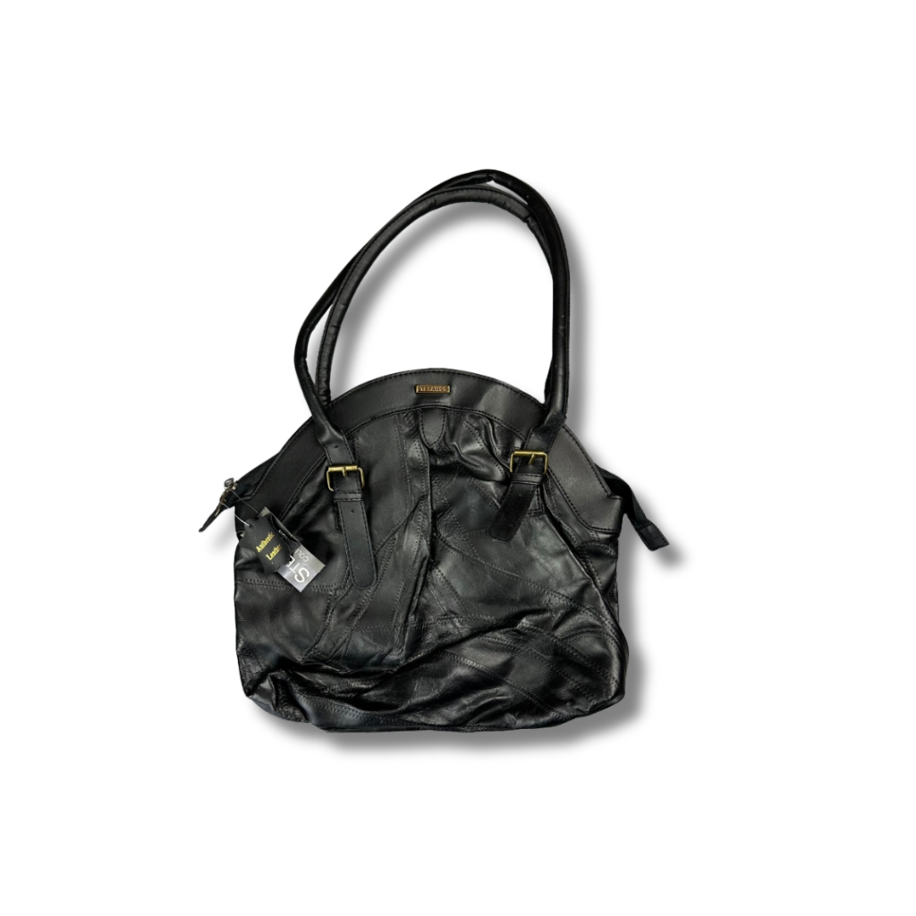 Stefano Echtleder Handtasche Schwarz (neu & unbenutzt) - Y2K Damenhandtasche
