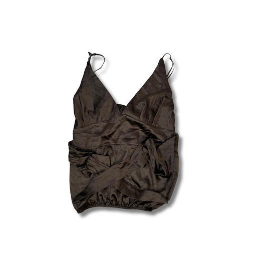 Elegantes Wickel-Top aus Satin in Braun (M)