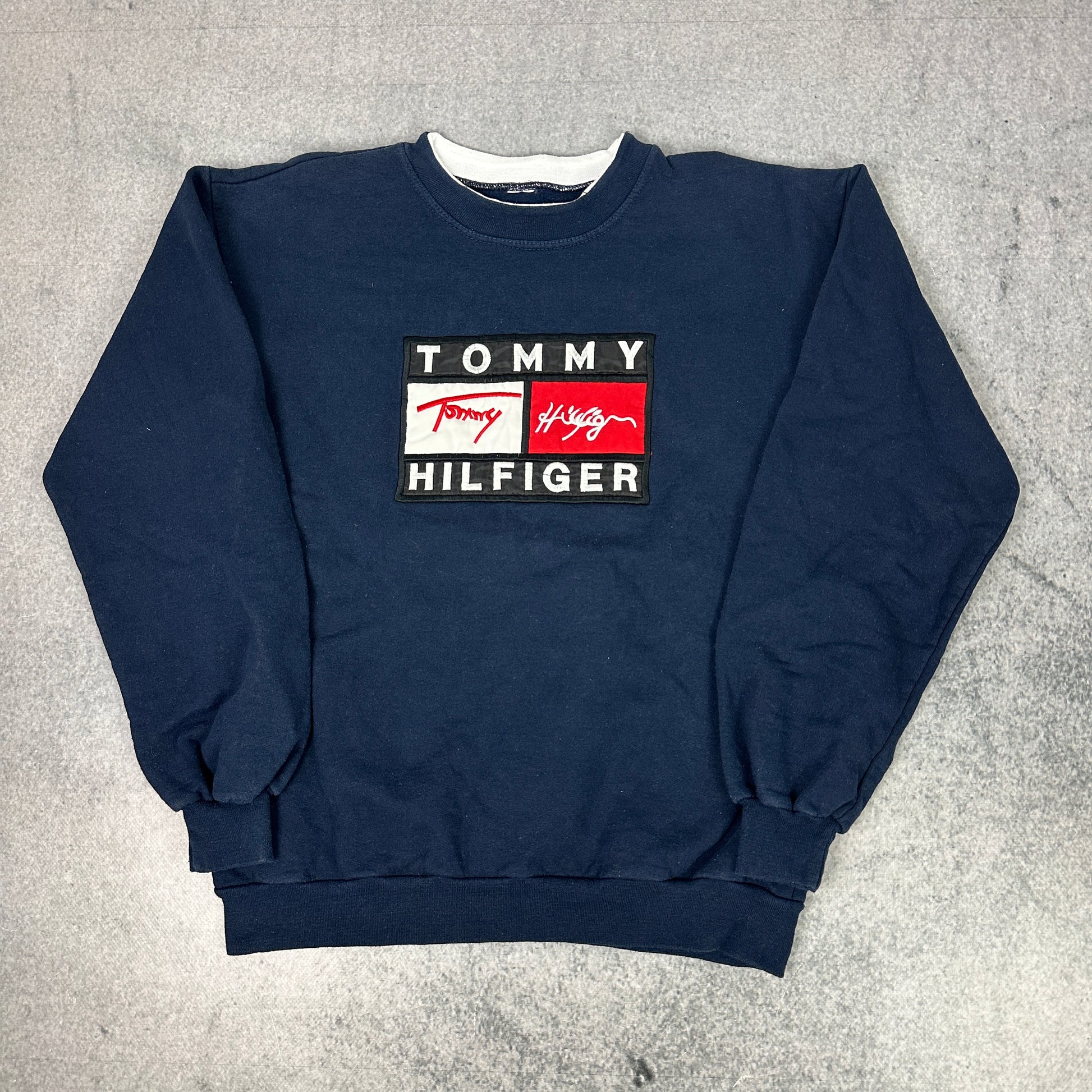 90s Tommy Hilfiger Bootleg Sweater Blau (S)