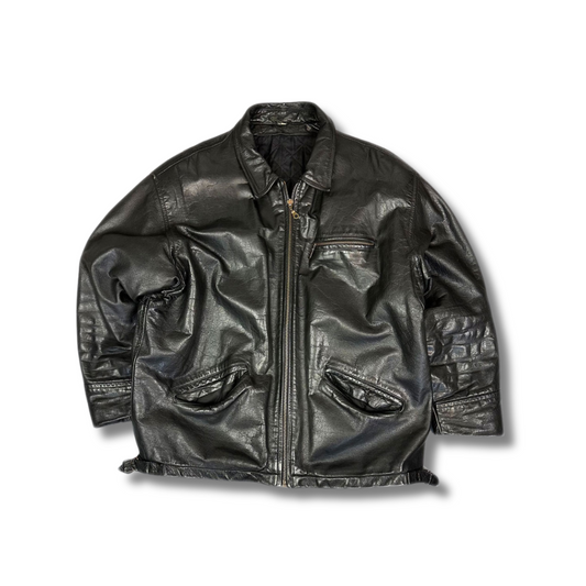 Vintage Echt Lederjacke Schwarz (XL)