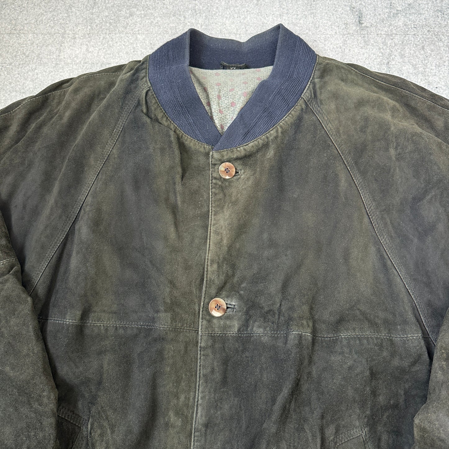 Boneto-Ledermoden Velour Lederjacke Grün (56)