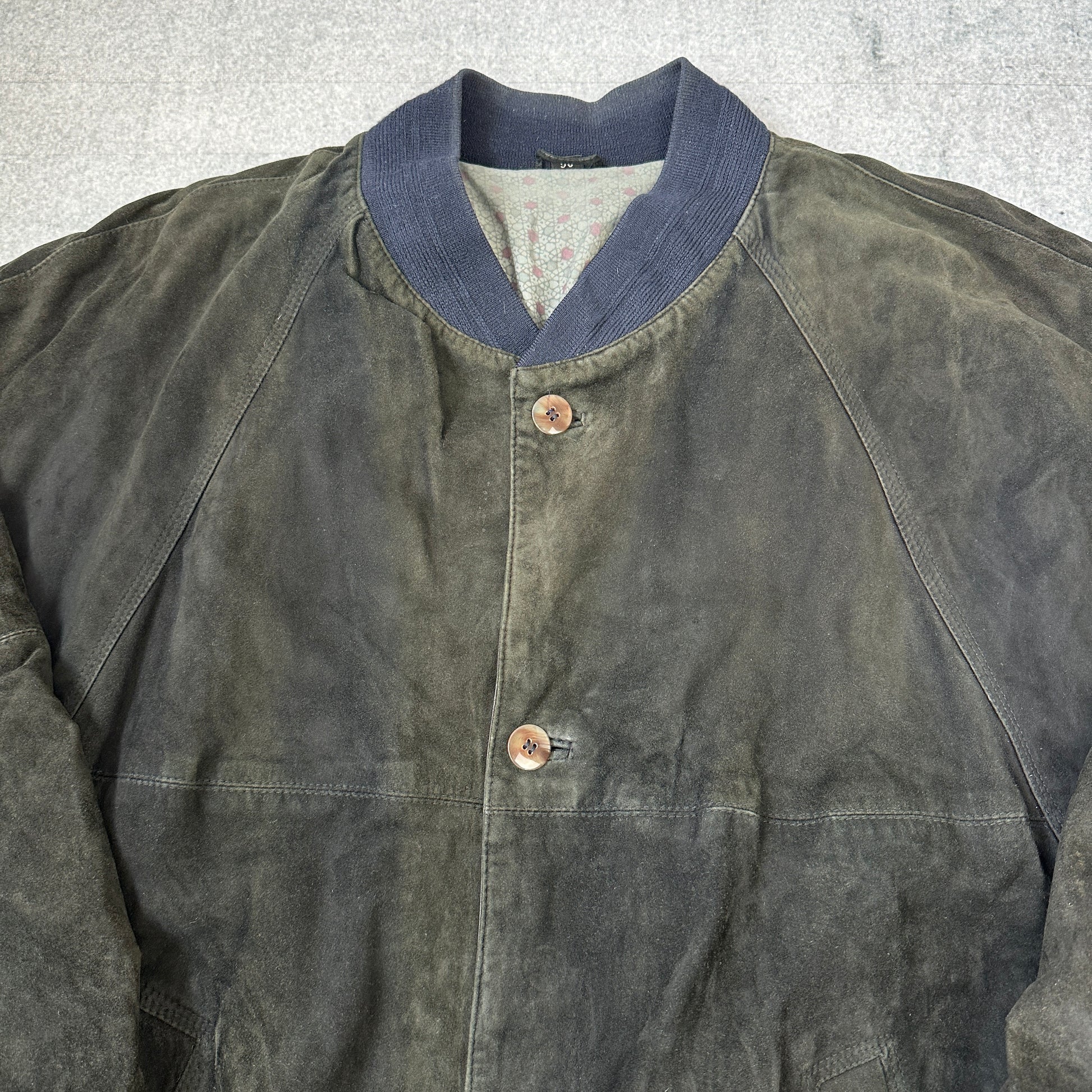 Boneto-Ledermoden Velour Lederjacke Grün (56)