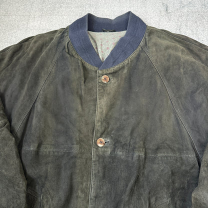 Boneto-Ledermoden Velour Lederjacke Grün (56)
