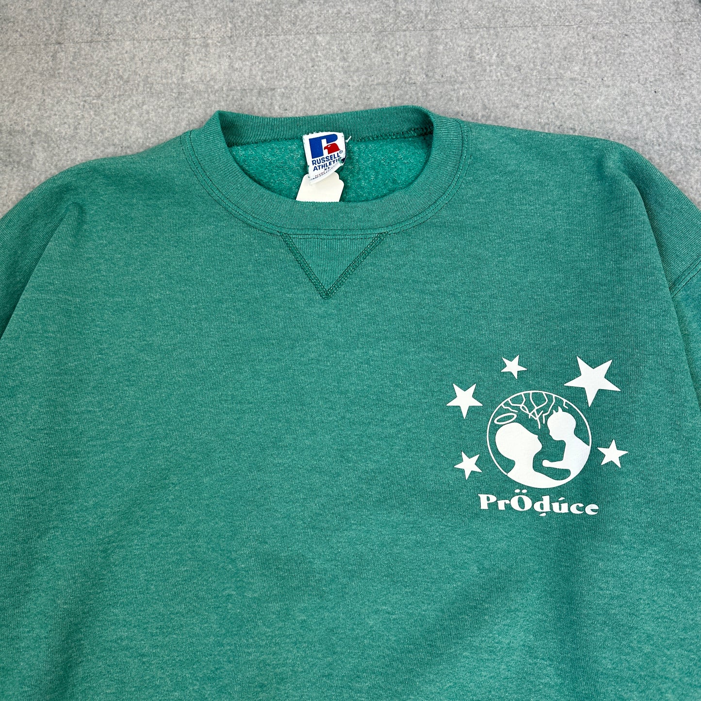 Vintage 90er Russell Athletic Pröduce Sweater Grün (XL)