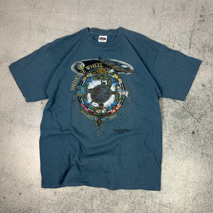 Vintage Tultex Medicine Wheel / Sacred Tree T-Shirt Blau (XL)