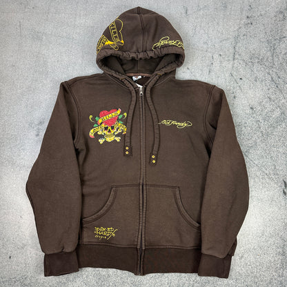 Y2K Ed Hardy Skull Heart Zipper Braun (L-XL)