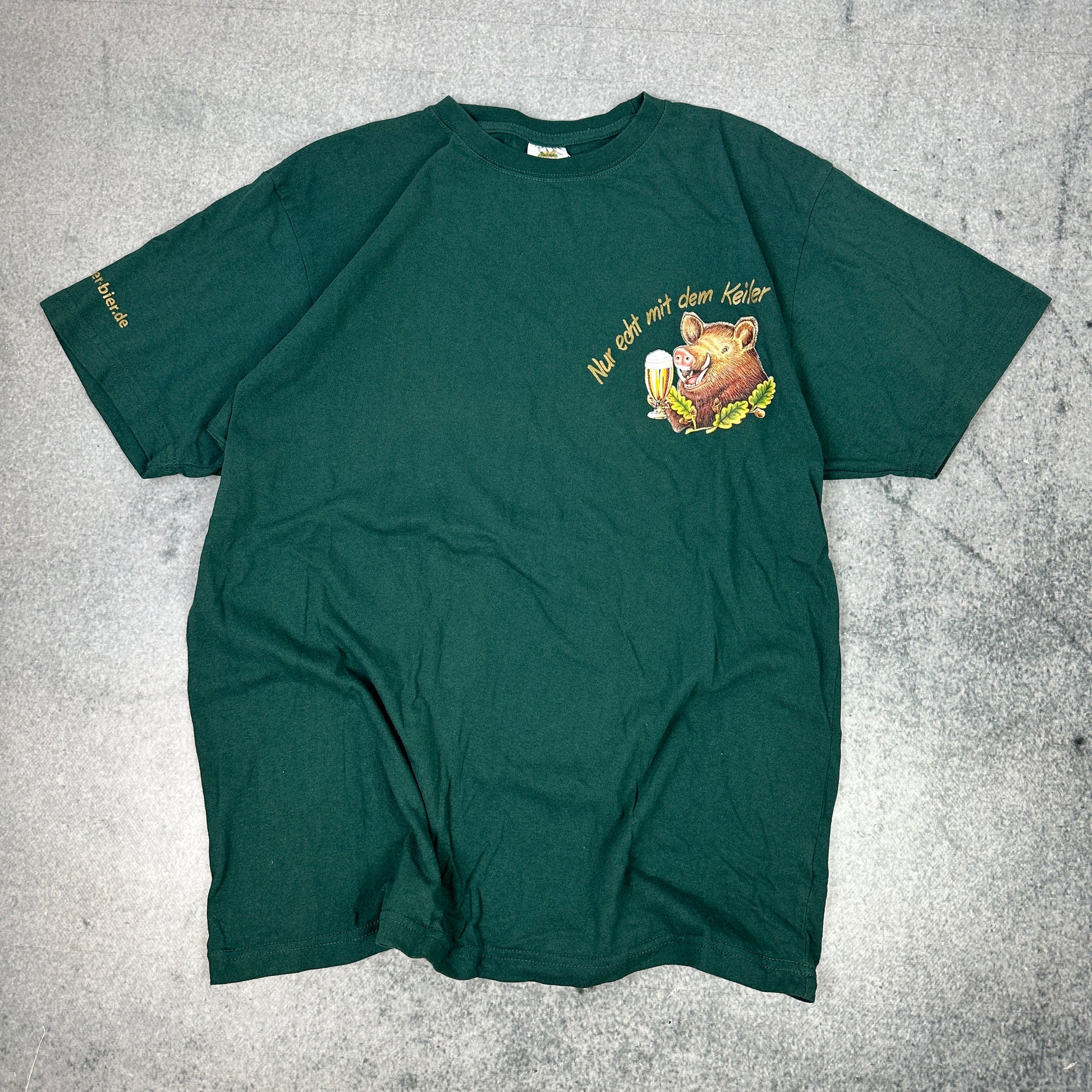 Keiler Bier Hoher Bier / Keiler-Biermotiv T-Shirt Grün (L/XL)