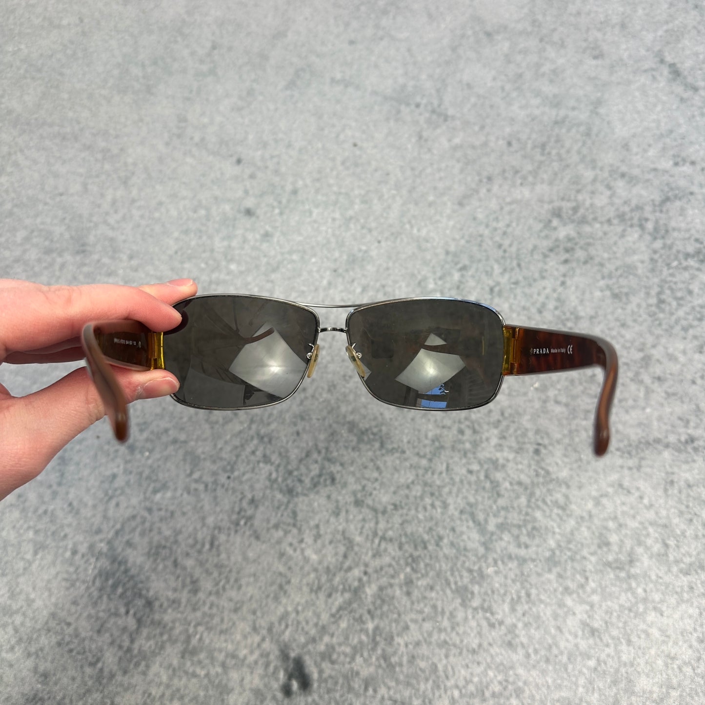 Vintage Prada 2005 Pilot Wrap Sonnebrille Braun