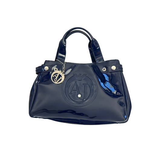 Armani Handtasche Lackleder Marineblau