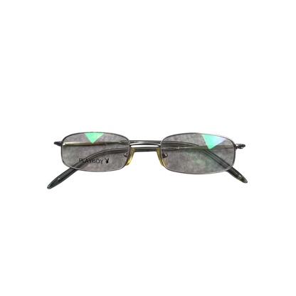 Vintage Playboy Y2K Brille Silber Metall Frame Narrow Rectangle 2000s (keine Sonnenbrille)