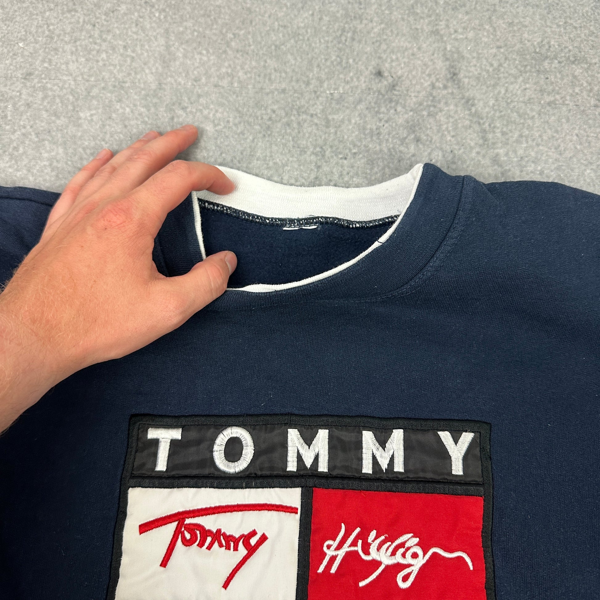 90s Tommy Hilfiger Bootleg Sweater Blau (S)