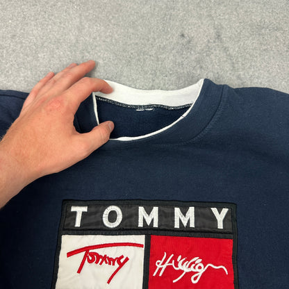 90s Tommy Hilfiger Bootleg Sweater Blau (S)