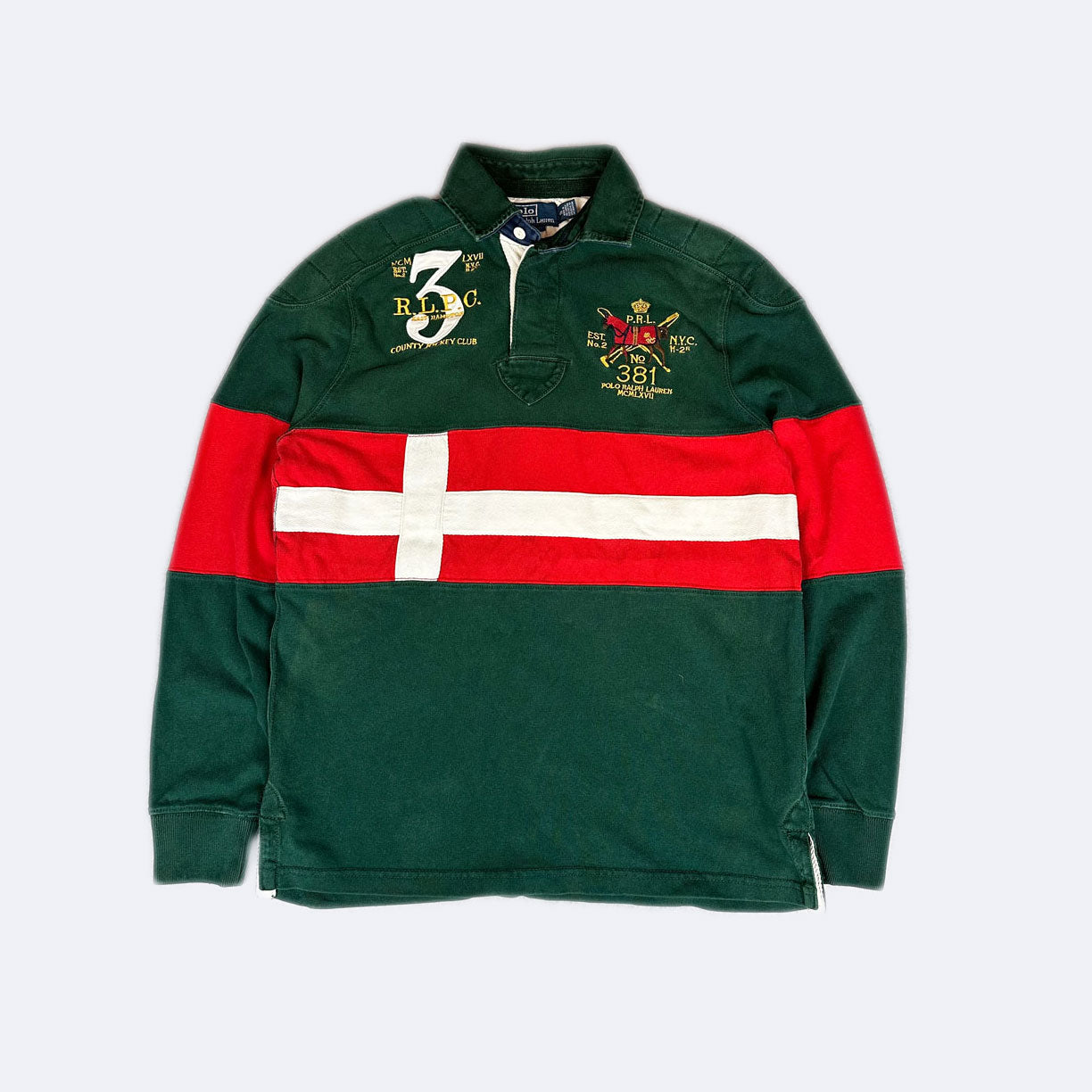 Vintage 90er Jahre Polo Ralph Lauren Rugby Sweater Dänemark (S)